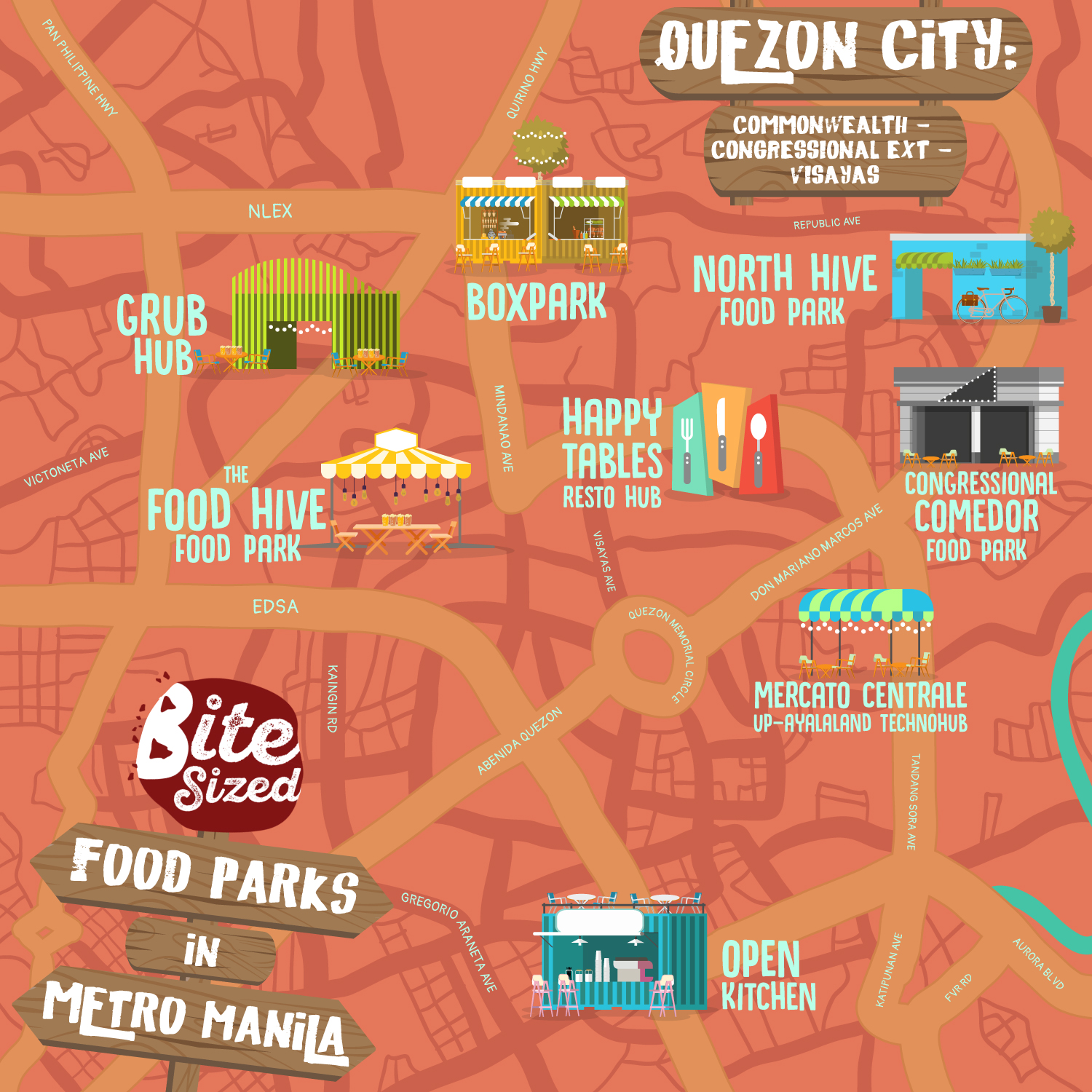 Food Parks In Quezon City: Commonwealth, Congressional Ext, Visayas