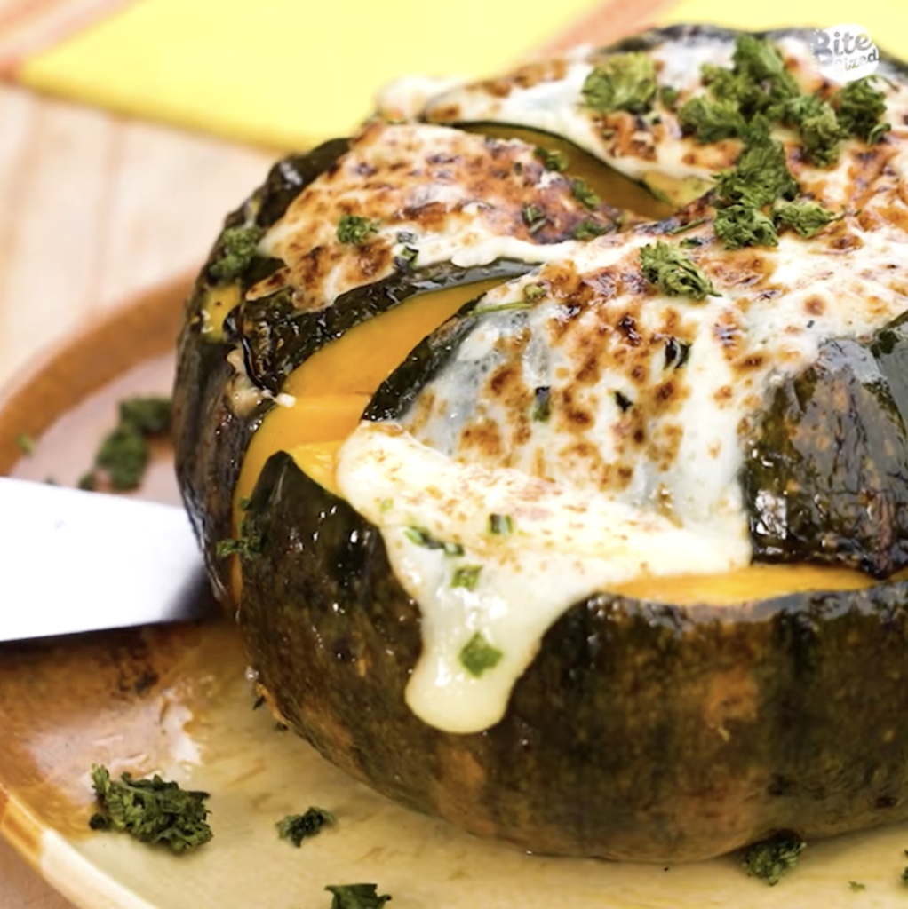 Cheesy Coconut Shrimp and Rice Stuffed Kalabasa - Bitesized.ph