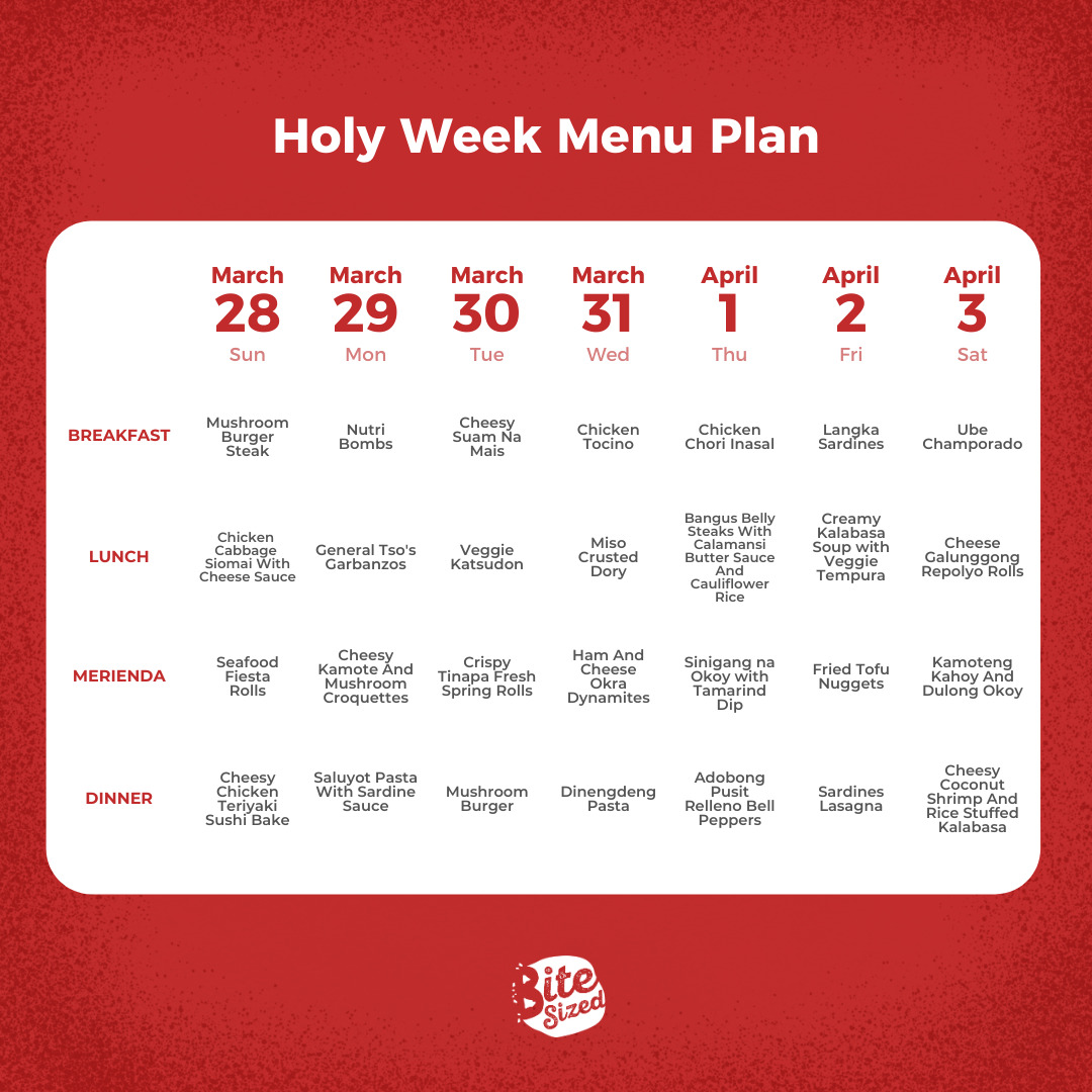 Holy Week Menu Plan