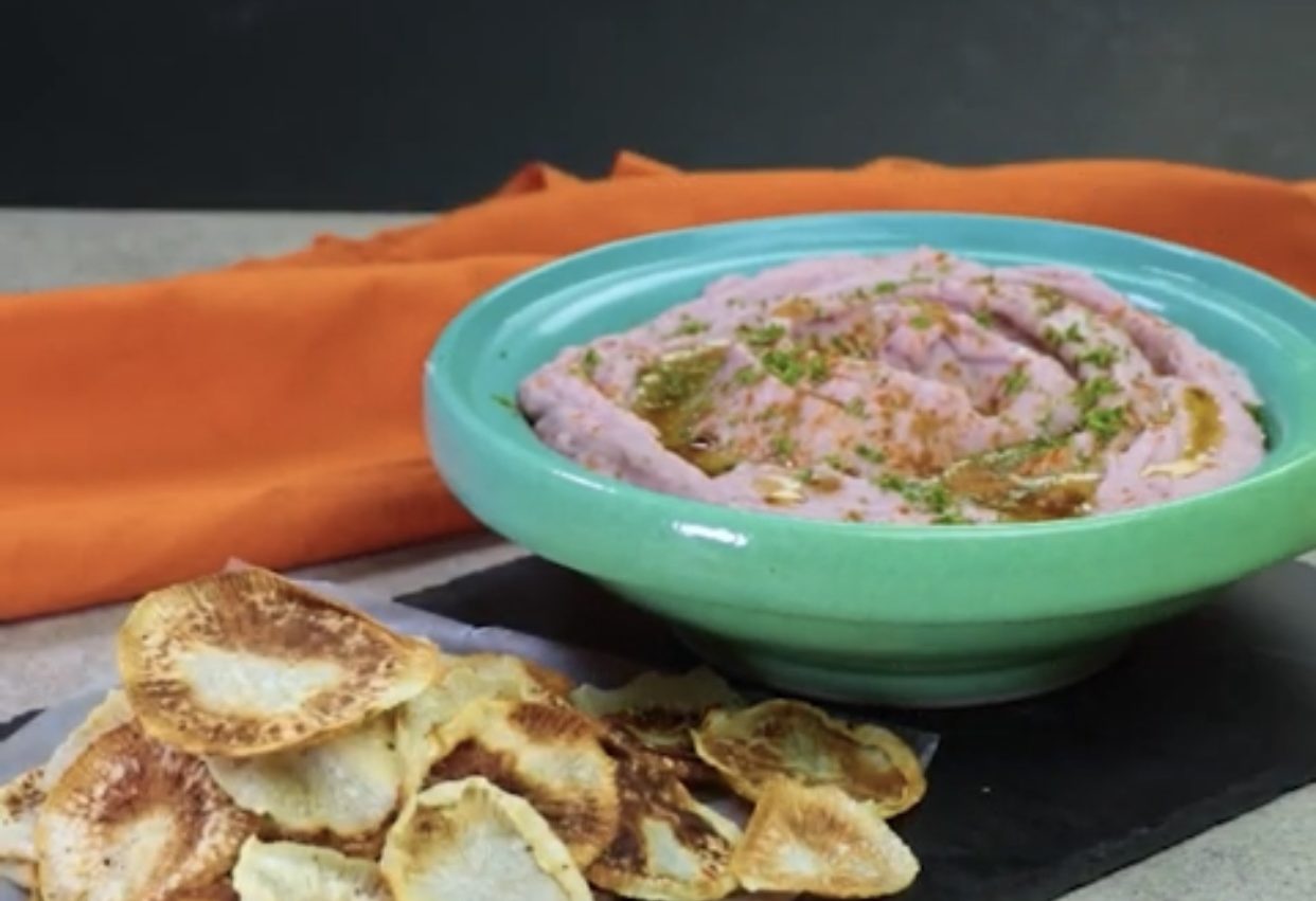 Ube Hummus with Labanos Chips