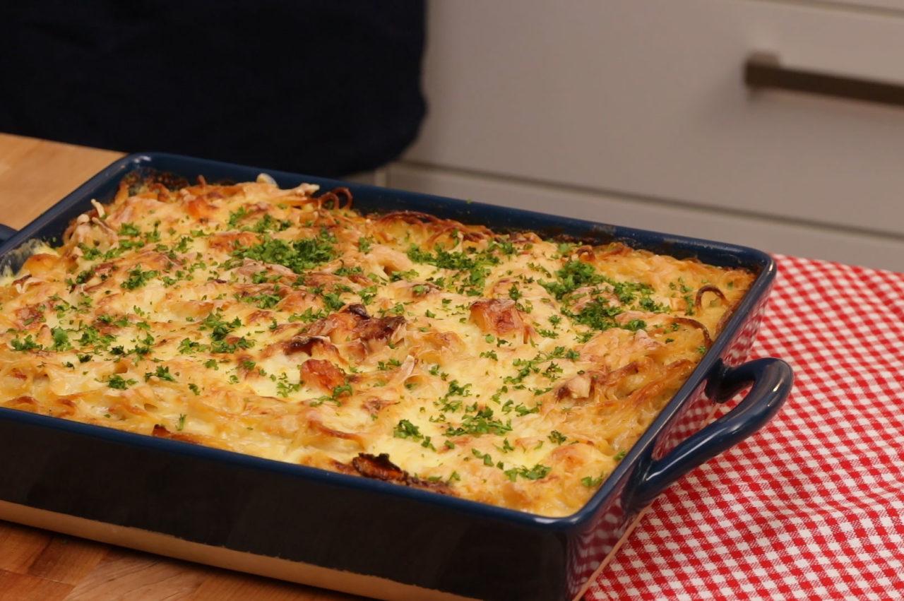 Baked Bacon Seafood Alfredo