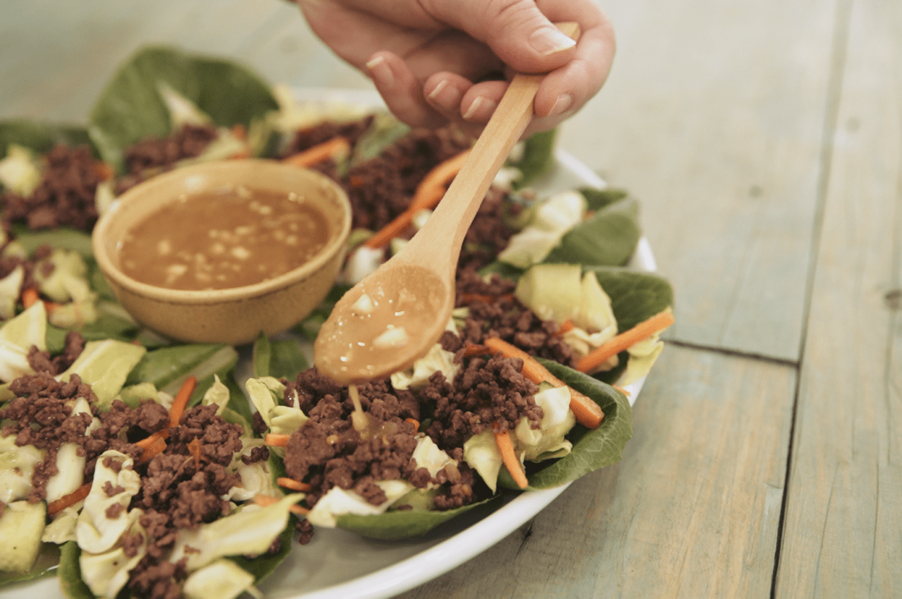 Ground Beef Salad with Miso Dressing