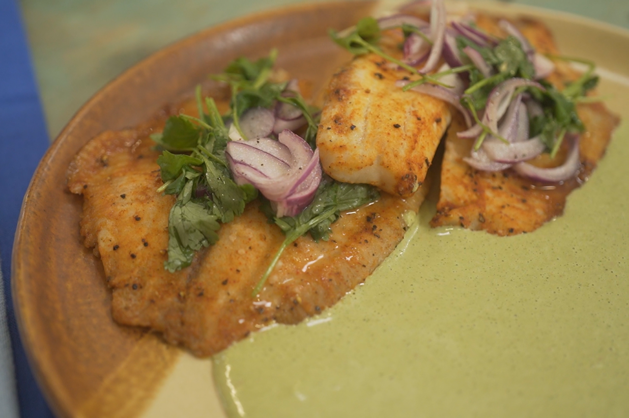 Baked Tilapia with Cilantro Crema