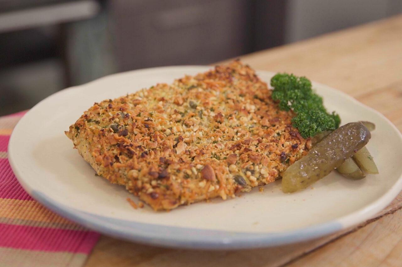 Kasuy-Crusted Baked Salmon