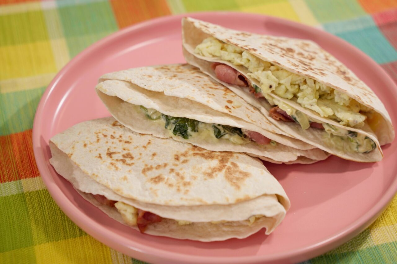 Spinach Cream Cheese Bacon Egg Wrap