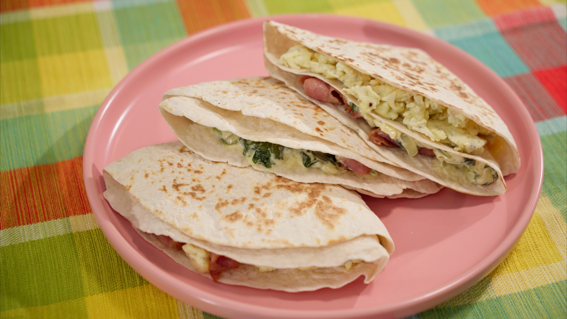 Spinach Cream Cheese Bacon Egg Wrap